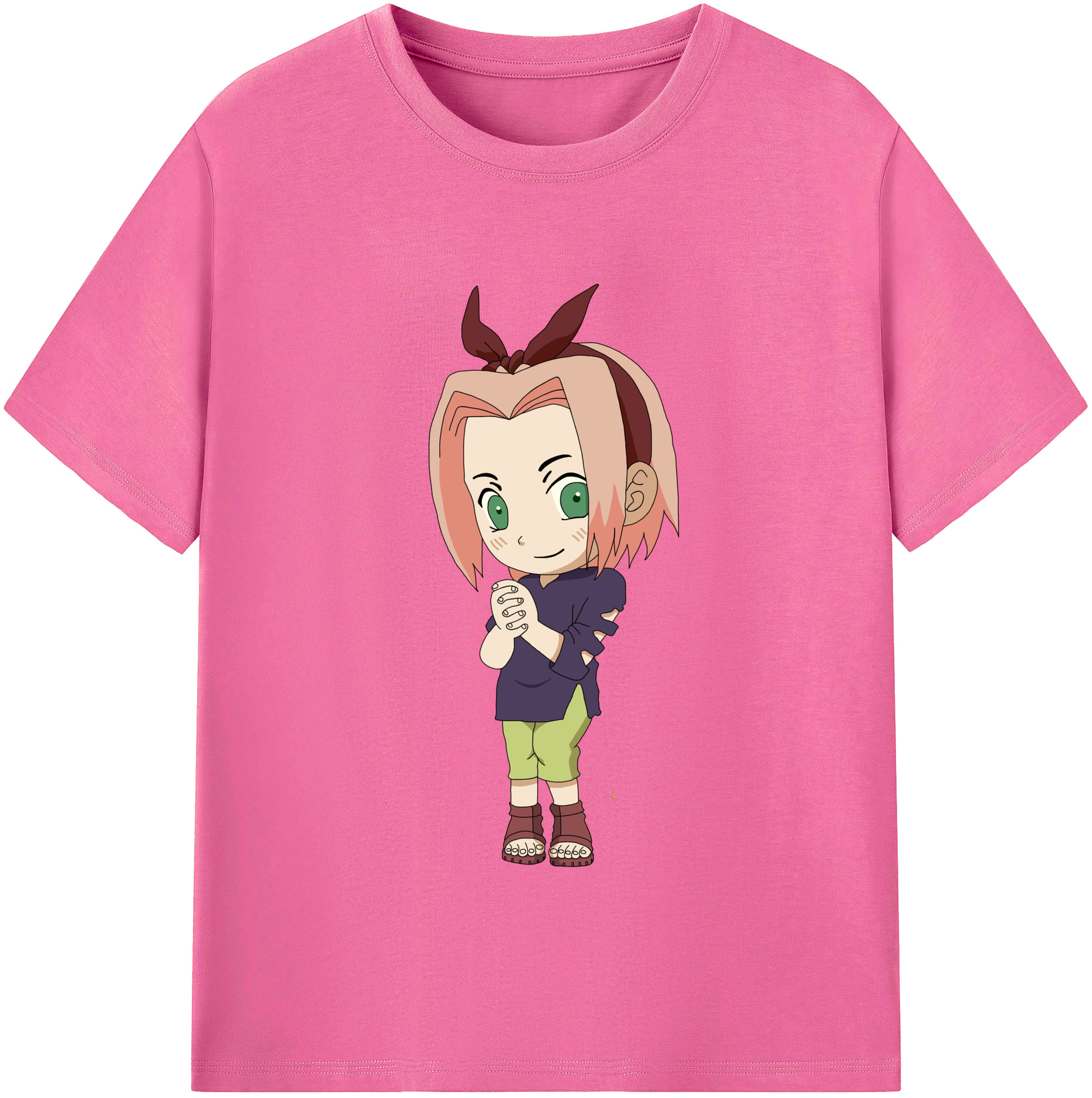 （画像用） NARUTO -ナルト- 春野サクラ Haruno Sakura レディースカジュアルプリントTシャツ（綿100％）